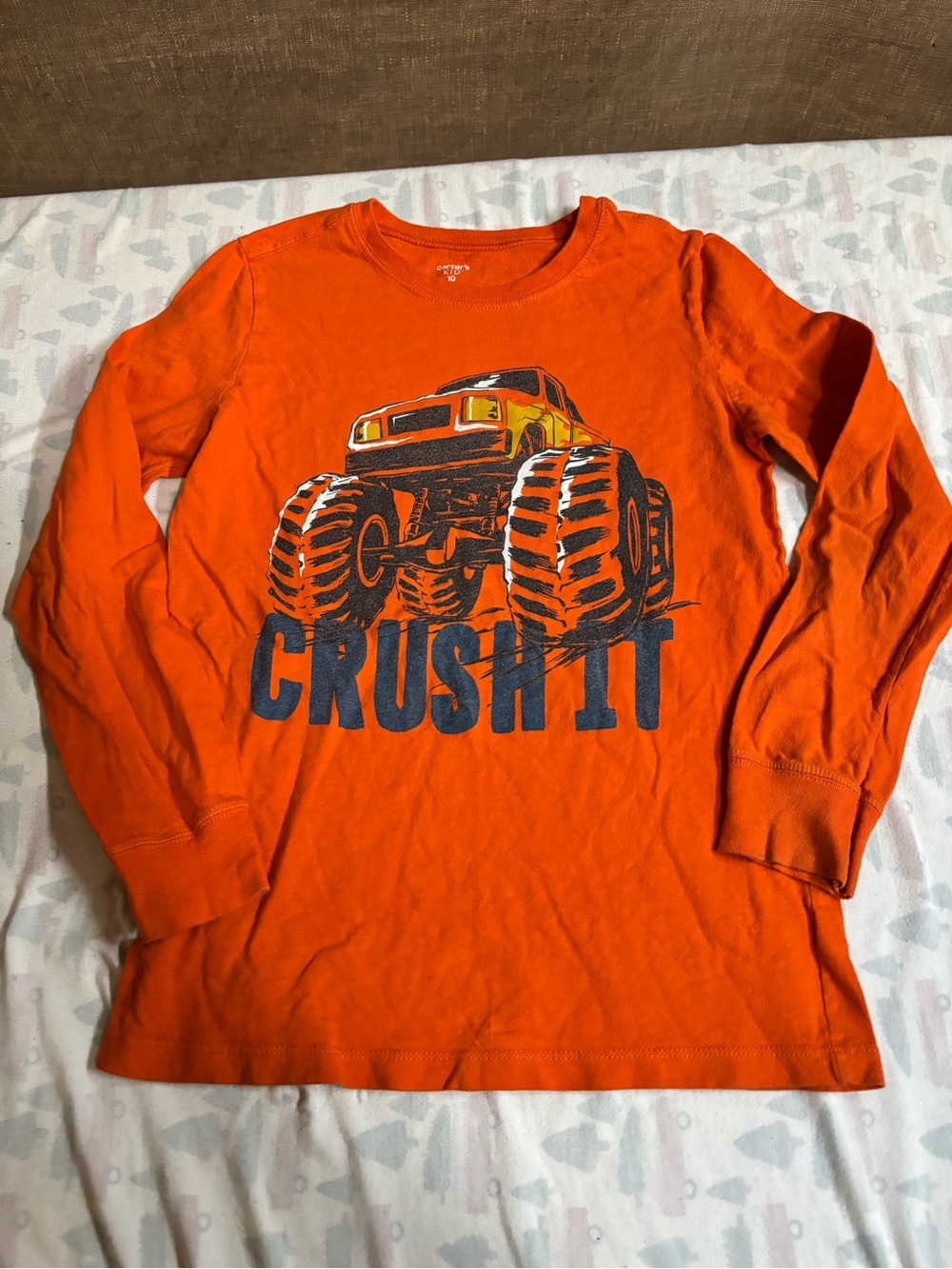 Carter's Orange Monster Truck 'Crush It' Long-Sleeve Tee